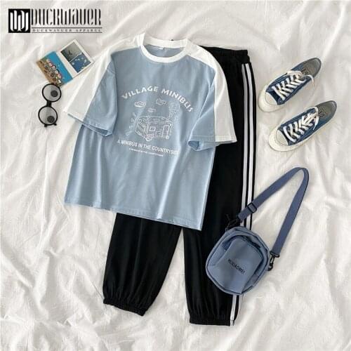 Duckwaver Summer Quality Comfortable 2 Piece Suits For Women New Product Temperament Short-Sleeve Tops + Elastic Waist Pant Sets