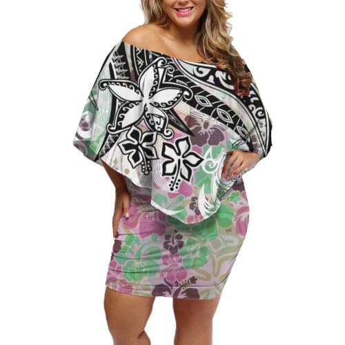 Hot Sale 2021 Summer Women Dress Sexy Low Collar Off Shoulder Bodycon Casual Short Pencil Friendly Dresses Samoan Trendy Design