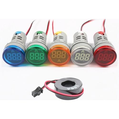 Large Surface Small Digital Display Ammeter Voltmeter LED Indicator AC DC 0-100A Multicolor USB Tester Voltage Meter