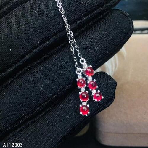 KJJEAXCMY Fine Jewelry 925 sterling silver inlaid natural ruby female earrings Eardrop exquisite support detection