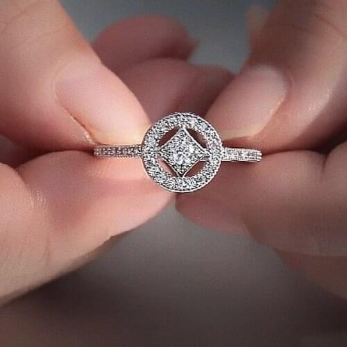 CAOSHI Geometric Shape Micro Paved Tiny Cubic Zirconia Rings for Women Beautiful Wedding Band Wholesale Females Finger Jewelry