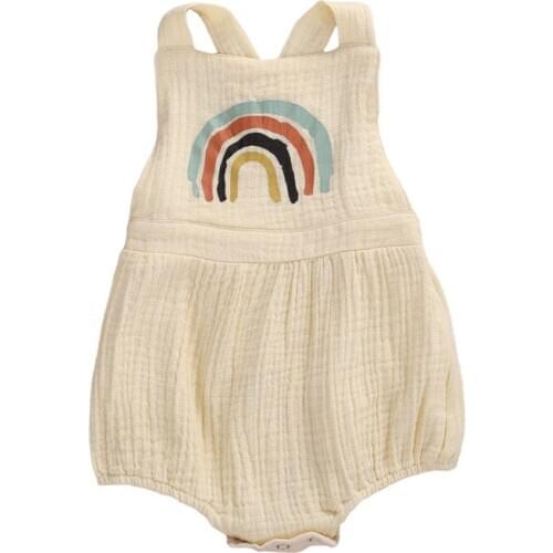 2020 Newborn Baby Girl Rainbow Print Clothes Sleeveless Backless Romper Jumpsuit One Piece Cotton Summer Outfit 0-24M