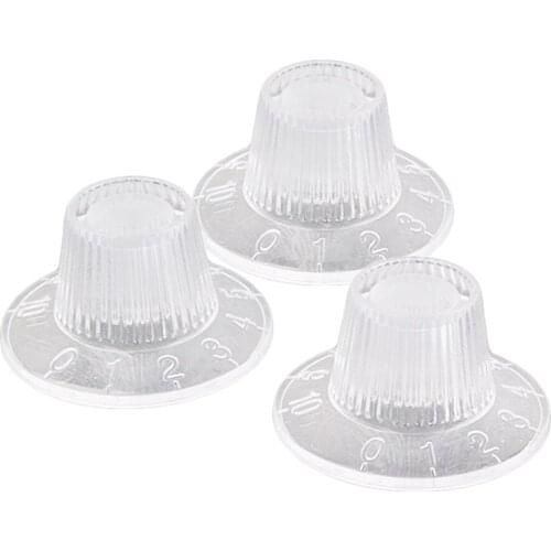3 Pieces Guitar Amp Knob Amplifier Skirted Knobs for Guitar Bass Parts Transparent Color