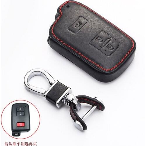 Leather Car Key Case holder For Toyota Tacoma Land Cruise 2016-2017 Smart Keyless Remote Fob Protect Cover Keychain Bag