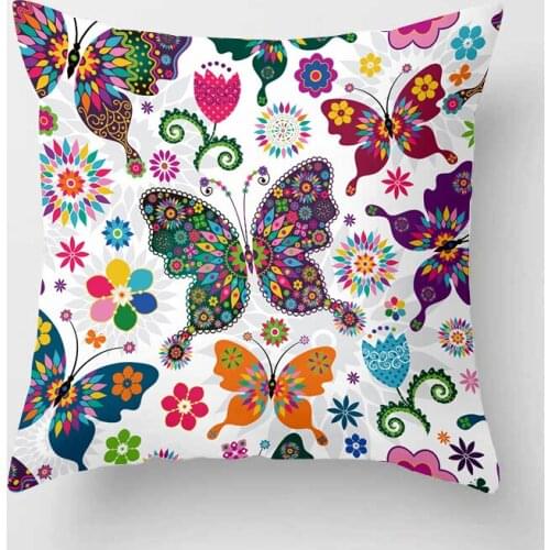 Colorful Butterfly Pillowcase Throw Pillow Printed Case Pillow Cushion Cover Home Decor Pillows 45cx45cm Peach Skin Pillow Case