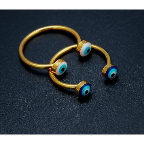 Lucky Eye Blue Turkish Evil Eye Open Ring Gold Color Copper Dropping Oil Ring Party Fashion Jewelry Gifts for Women Men