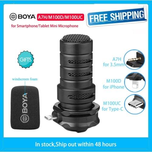 BOYA A7H 3.5mm Wired Condenser Microphone for Youtube Video Vlog Recording Mini Game Studio Singing Mic For Smartphone PC Laptop