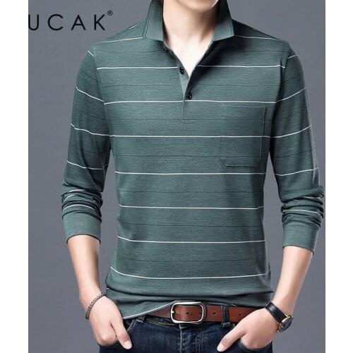 UCAK Brand Casual Cotton Turn-down Collar T Shirt Men Clothes Spring New Arrivals Streetwear Long Sleeve T-Shirts Clothing U5379