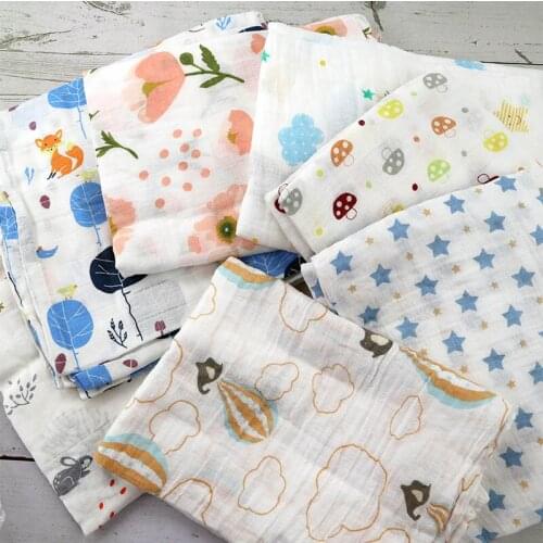 Soft Muslin 100% Cotton Baby Swaddles Cute Cartoon Newborn Blankets Bath Gauze Infant Wrap sleepsack Stroller cover Play Mat