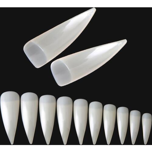 600Pcs/Bag Half Cover Nail Tips Natural/Clear Sharp Nails False Nails Acrylic ABS Long Stilettos Artificial UV Gel Fake Nails #F