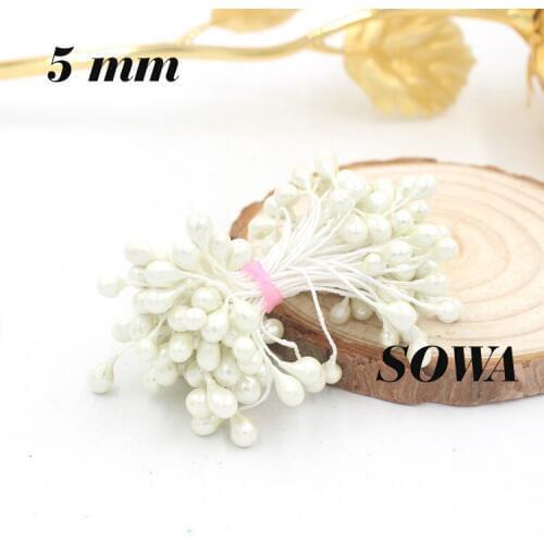 New Design Size 5mm White Color Double Heads Pearl Flower Stamen For Wedding Decoration And DIY Pistil Stamen (450pcs/Lot)