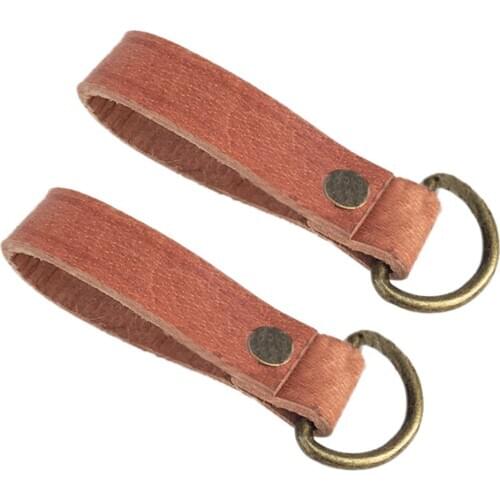 PAIR WW2 GERMAN ARMY BELT LOOP STRAP LEATHER BUCKLE D-RING BROWN