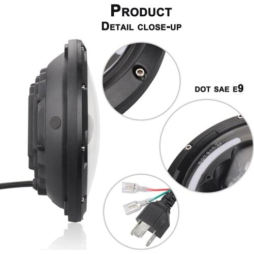 Fit for 7 inches Jeep Wrangler Retro Turn Signal 12V/24V Motorcycle Car Headlight 7 inches Round LED Driving Lamp Head Lamp