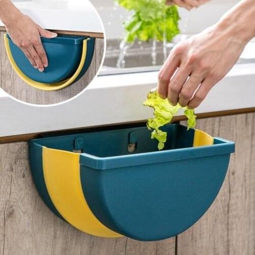 Portable Hanging foldable Trash Can Kitchen Household Wall Mounted Storage Bins Office Wastebaskets Truck-mounted Box