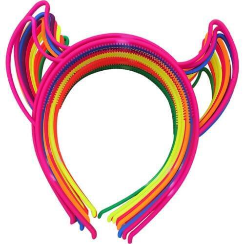 XIMA 12pcs/lot ABS Plastic Cow Headbands For Girls Animal Ears Headband Children Hair Accessories Mix Colors GHB016