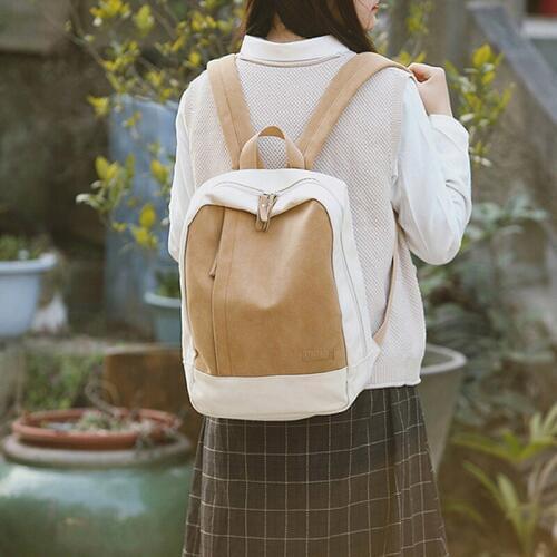 Simple Canvas Backpack Women Travel Bagpack Rucksack Color Patchwork School Backpack For Teen Girl Bag Women Backpacks
