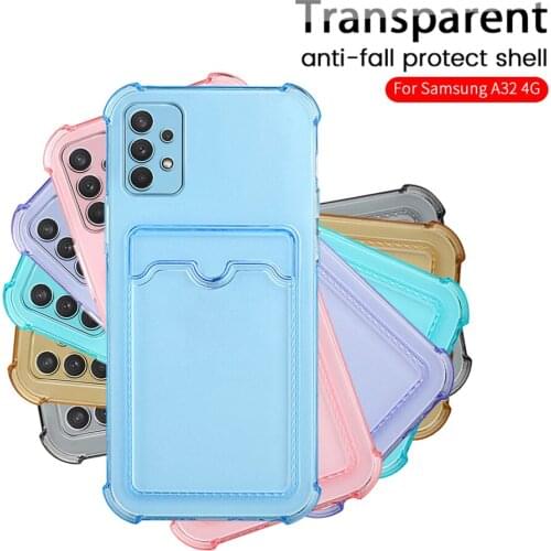 A 32 Case Transparent Card Slot Wallet Soft Silicon Case For Samsung Galaxy A12 A22 A32 A42 A52 A72 A82 2021 5G 4G Protect Shell