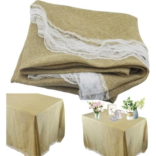 Rectangle Gray Khaki Lace Imitation Linen Cotton Retro Table Cloth Home Dining Overlays Tablecloth Wedding Christmas Decoration