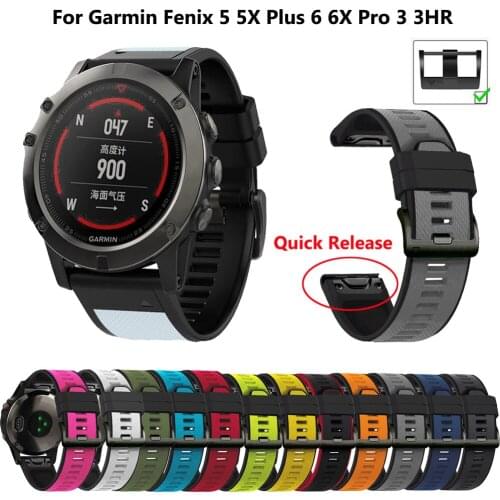 26 22MM Silicone Quick Release Watchband Strap for Garmin Fenix 6X 6 6S Pro Smartwatch Easyfit Wrist Band Strap Fenix 5X 5 5S