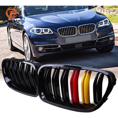 POSSABAY Front Bumper Center Grilles for BMW 5-Series F10 528iX/530d/550iX/Hybrid 5 Sedan 2010-2016 Gloss Black Red Yellow Grill