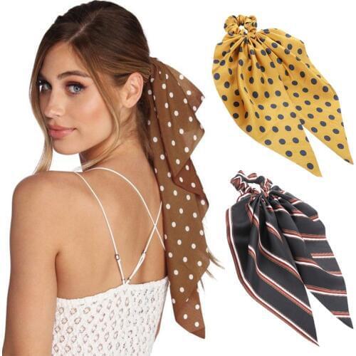 Haimeikang New Elastic Hair Ropes for Women Fashion Ponytail Holder Bow Scrunchies Rubber Bands Dot Hair Ties Hair Accessories