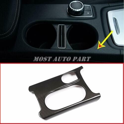 Silver/Black ABS Carbon Fiber Look Interior Cup Holder Frame Trim For Mercedes Benz A GLA CLA Class C117 W117 AMG 2012-2017