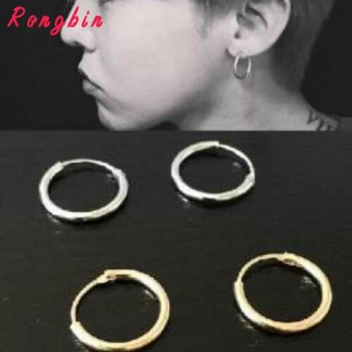With Fashion Personality Circle Earrings Brass Men And Women Can Wear Earrings Jewelry Wholesale Gold Silver Color Ear Rings