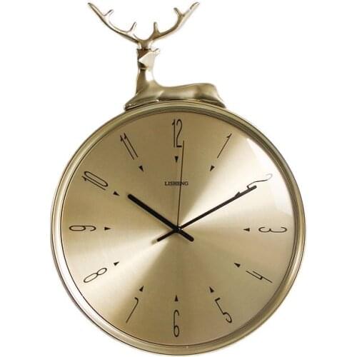 Nordic Wall Clock Metal Modern Large Clocks Wall Home Decor Bedroom Luxury Fawn Gold Wall Mirror Orologio Da Parete Loft SC290