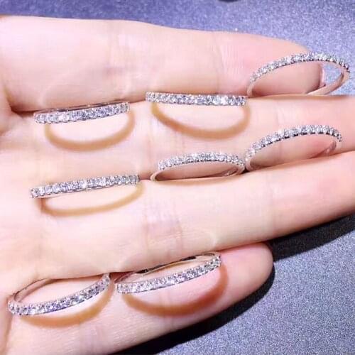 Eternity Pave Diamond cz Ring Real 925 sterling silver Jewelry Engagement Wedding band Rings for Women Bridal Charm Party Bijou