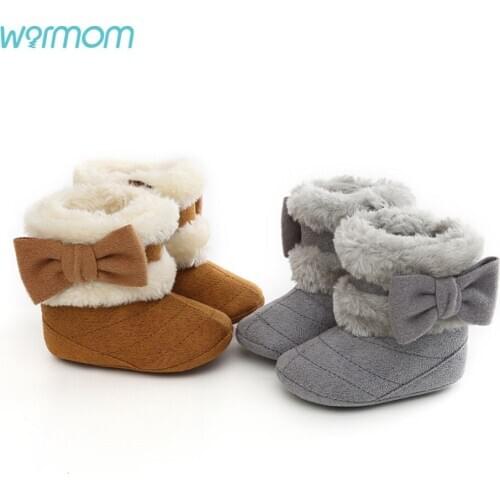 Warmom Winter Plus Velvet Baby Shoes Cotton Baby Boots for 0-1Y Soft Bottom Toddler Shoes Winter First Walkers Girls Boys Shoes