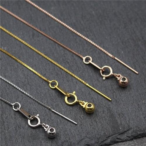 100% 925 Sterling Silver Necklace Chains With Location Beads 3 Colors 45cm Fancy Women Pendant Chains DIY Jewelry Making Charms