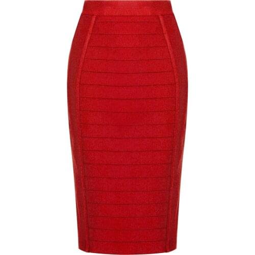 Wholesale Women Fashion Sexy Black White Red Bandage Skirt 2020 Knitted Sweet Designer Pencil Skirt