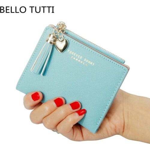 BELLO TUTTI Women PU Leather Short Key Wallets 2021 Fashion New Mini Zipper Coin Purses Girl Card&ID Holder Money Clip Small Bag