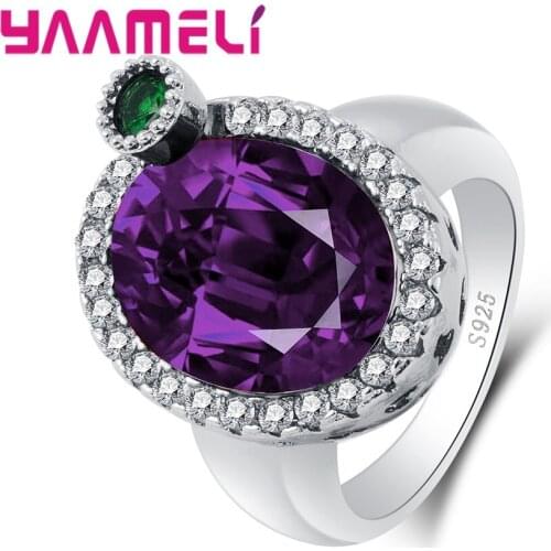 Classic Wedding Rings for Women Fashion Flower Purple Cubic Zirconia Rings 925 Sterling Silver Rings Free Shipping