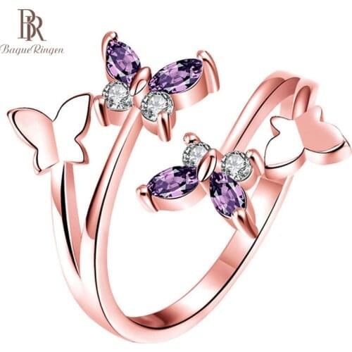 Bague Ringen Silver 925 Jewelry Ring Korean Style Amethyst Gemstone Flower Shape Opening Adjustable Ring For Women Top Qualtiy