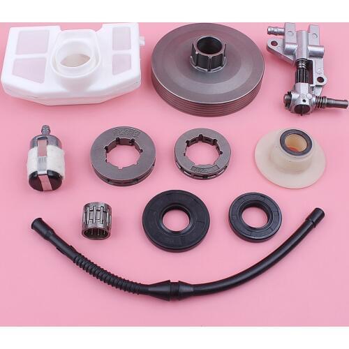 Clutch Sprocket Rim Drum For Chinese Chainsaw 4500 5200 5800 45cc 52cc 58cc Oil Pump Worm Gear Air Fuel Filter Line Replace Part