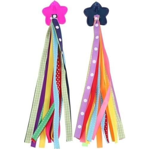 1 Pair of Colorful Kids Bike Handlebar Hanging Ribbon Bicycle Grips Tassels Accessories for Decor(As Shown)