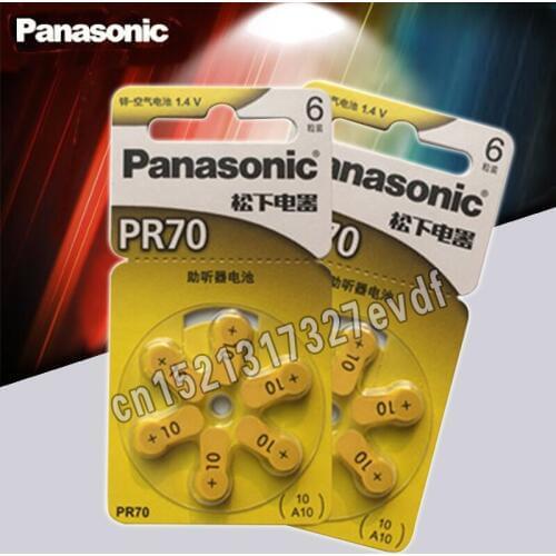 100% Genuine Panasonic 30PCS PR70 Hearing Aid Batteries 5.8MM*3.6MM 10 A10 Deaf-aid Cochlear Button Cell Batteries Audiphone