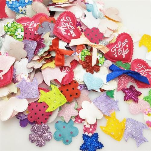 100pcs Mix Color Felt Padded Flowers Appliques Craft Sewing