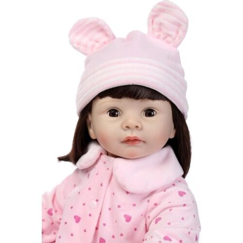 22 inch reborn baby doll lifelike girl with blinking eyes pink clothes/hat 1/4 silicone arms kids toys birthday gift