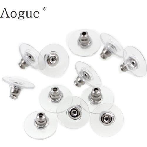 35 pieces Silicon Stud Earring Back Stoppers Earring Post Nuts For Jewelry Findings And Components Silver Color