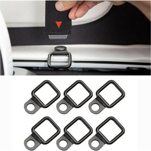6pcs/set Car Black Heavy Duty Fixing Point Anchor Lashing Eye Tie Down Loop D-Ring Hook Interior Accessories For BMW Tesla Chevy
