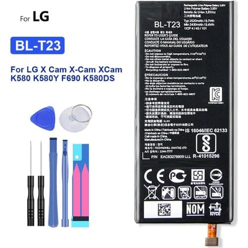 2500mAh BL-T23 Battery For LG X Cam X-Cam XCam K580 K580Y F690 K580DS BL T23 Mobile Phone Bateria + Free tool