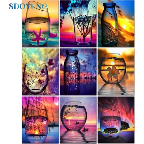 SDOYUNO DZDP1658 5D DIY Diamond Painting Scenery Full Square/Round Diamond Embroidery Cross Stitch Seascape Mosaic Home Decor