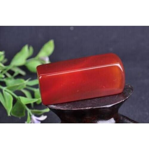 ANTIQUE CHINESE AGATE STONE CHOP WAX SEAL in ORIGINAL LEATHER CASE