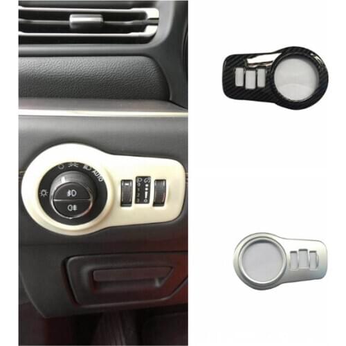 Car Inner Front head light switch control button Cover Trim Sticker Carbon Fiber/Silver ABS Fit For Jeep Commander 2018