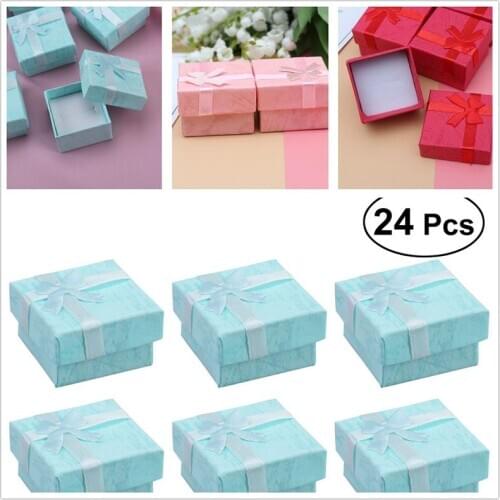 24pcs Paper Jewelery Organizers Storage Gift Boxes For Earring Bracelet Necklace Candy Boxes For Wedding Gift Packing Storage