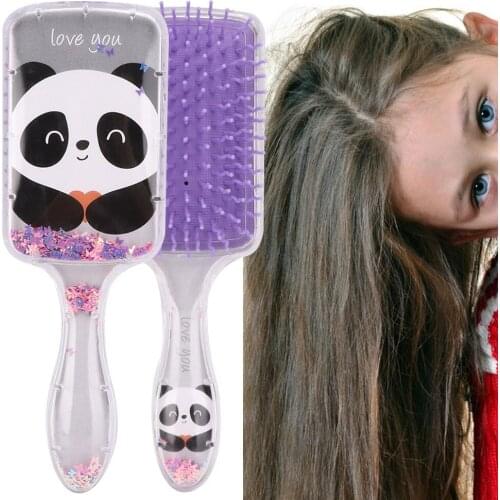Children Cartoon Sequins Gasbag Hairdressing Comb Head Scalp Massage Comb Styling Tool(Gray )
