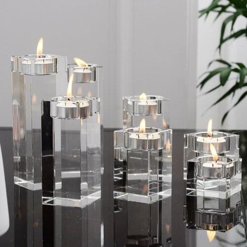 1 Piece Rhinestone Crystal Candlestick Wedding Decorative Festival Home Transparent Candle Holder