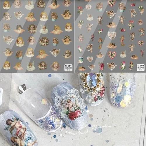 Beautizon Angel Ancient Baroque Design High Boutique 3D Engraved Angel Decal Sticker Nail Art Decoration